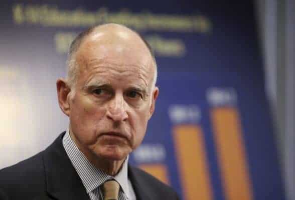 Jerry Moonbeam Brown looking pensive as his economy nosedives.