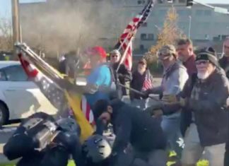 Violent clash in WA between Antifa and Open Up protesters