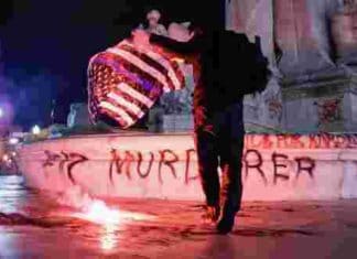 BLM communists damage Columbus Fountain, attack responding police