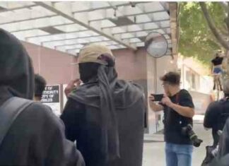 Antifa & BLM are attacking protesters at the naked man spa