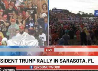 Teeny group of unionistas show for Biden, huge crowd for Trump