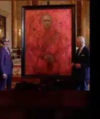 King Charles III’s Portrait Looks Like He’s Enveloped in Hellfire