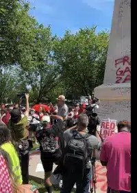 Pro-Hamas Protesters at the WH Throw Bottles at a Ranger, Set Off Flares