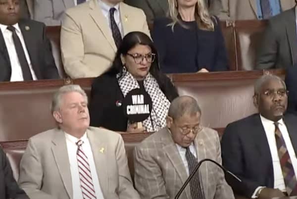 Tlaib Holds Up Signs in Congress Attacking Our Ally