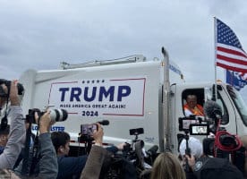 Trump Drives to an Event In His Own Garbage Truck