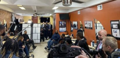 Harris Panders with a Cringey Copycat Skit in a Black Barbershop