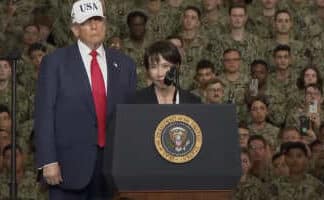 President Trump Speaks with Japan’s PM on the George Washington Aircraft Carrier
