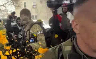 Leftist Lunatics Stalk Chief Bovino & Throw Food at Him